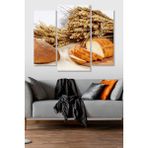 Düş Duvarı 3 Parça Buğday Arpa Fırın Desenli MDF Duvar Tablosu