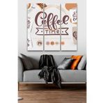 Düş Duvarı 3 Parça Cafe Dekor Kahve Desenli MDF Duvar Tablosu