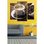 Düş Duvarı 3 Parça Espresso Desenli MDF Duvar Tablosu