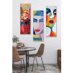 Düş Duvarı 3 Parça Kadın Portre Modern Stil Art MDF Duvar Tablosu