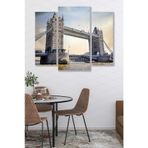Düş Duvarı 3 Parça Londra Köprüsü Desenli MDF Duvar Tablosu