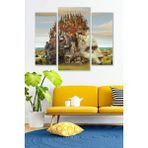 Düş Duvarı 3 Parça Modern Antik Köy Desenli MDF Duvar Tablosu