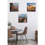 Düş Duvarı 3 Parça Paris Moskova Atina Desenli MDF Duvar Tablosu