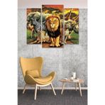 Düş Duvarı 3 Parça Safari Desenli MDF Duvar Tablosu
