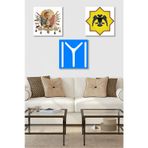 Düş Duvarı 3 Parça Tuğra İYİ Desenli MDF Duvar Tablosu