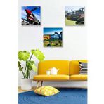 Düş Duvarı 3 Parça Uçak Desenli MDF Duvar Tablosu