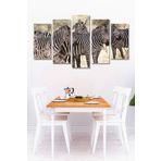 Düş Duvarı 5 Parça Afrika Safari Zebra Desenli MDF Duvar Tablosu