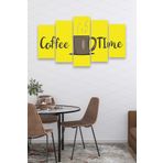 Düş Duvarı 5 Parça Cafe Dekor Coffee Time Desenli MDF Duvar Tablosu