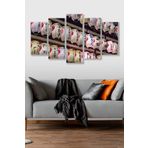 Düş Duvarı 5 Parça Çin Dilek Feneri Desenli MDF Duvar Tablosu