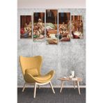 Düş Duvarı 5 Parça Osmanlı Harem Desenli MDF Duvar Tablosu