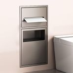 Duş için gömme paslanmaz çelik raf, tuvalet kağıdı tutucusu ve banyo duvarı için çöp kutusu, modern tasarım, koyu kaplama, yer tasarrufu, dayanıklı ve şık