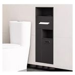 Duş için gömme raf düzenleyici, paslanmaz çelik, paslanmaz çelik banyo dolabı, çöp kutusu, mutfak, oturma odası, yatak odası, depo rafı (siyah, 30 x