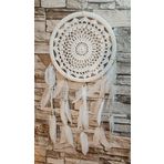 Düş Kapanı Makrome Dreamcatcher Ekru Kuş Tüyü Rüya Kapanı Duvar Süsü Elişi