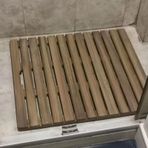 Duş Paspası Su Geçirmez Tik Ahşap Duş Paspası - 40 50 60 70 80 90 100 cm Genişlik - Büyük Banyo Paspasları Çıtalı Platform - Banyo Zemin/İç Dış Duş için Dikdörtgen Rahat Tahta (Boyut: 50