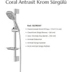 Duş Seti Sürgülü, Coral, Krom Antrasit