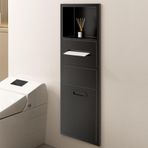 Duş ve Banyo için Paslanmaz Çelik Gömme Raf Gömme Çöp Kutusu ve Mutfak, Otel ve Banyo için Duvara Monte Tuvalet Kağıdı Tutacağı (Siyah)