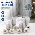 Duşakabin Kapı Tekerleği Seti, 4'Lü Alt/Üst Duş Kapısı Rulmanı, Cam Duşakabin Sürgü Tekerlek Takımı, Sessiz Kayar, Paslanmaz Vidalı, Kolay Montaj, Dayanıklı