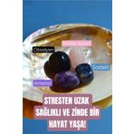 Düşler Öfke Sinir Stres Pozitif Enerji Doğal Taş Tumble Seti 2 (obsidyen, Pembe Kuvars, Ametist, Sodalit) DSNTSN00085
