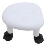 Düşük Rulo Koltuk Taburesi Manikür Için Tekerlekler Ile Düşük Yuvarlanma dışkı Ergonomik Ağır Hizmet Kısa Yuvarlanma Koltuğu Ev Ofis Yatak odası Oturma odası (WHITE)