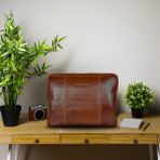 Dutch-Bag Unisex Deri Bilgisayar Kılıfı Macbook Pro - Mac Air 13.3 14 Inç Sleeve - Koyu Kahverengi