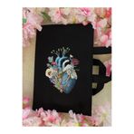 DUTTDİKİM SİYAH kalp baskılı 17*24 cm kitap çantası dtf baskılı su itici özellikli kumaş