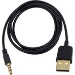 Duttek 3.5mm şarj kablosu, USB jak adaptör kablosu, altın kaplama 4 pin 3.5mm erkek USB 2.0 erkek şarj kablosu iPod Shuffle, MP3 çalar, kulaklık ve benzeri (1m)