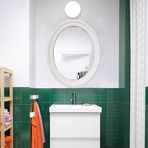 Duvar Aynası 23x28 inç, Oval Antik Ayna, Barok Tarzı Dekoratif Vintage Banyo PU Çerçeveli Makyaj Masası Giriş Holü Ev Dekorasyonu (Şampanya) (Altın)