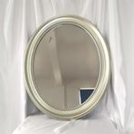 Duvar Aynası 23x28 inç, Oval Antik Ayna, Barok Tarzı Dekoratif Vintage Banyo PU Çerçeveli Makyaj Masası Giriş Holü Ev Dekorasyonu (Şampanya) (Beyaz)