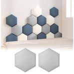 Duvar Dolgusu, 2 Açık Gri Altıgen Dolgulu Panel - Çocuk odaları ve yatak başlıkları için kendinden yapışkanlı darbeye dayanıklı ped, 20 x 23 cm - Şık Güvenlik Dekorasyonu
