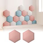 Duvar Dolgusu, 2 adet Altıgen Dolgulu Duvar Panelleri - Koyu Pembe Kendinden Yapışkanlı Çarpışma Önleyici Dolgu Yatak Odası ve Çocuk Odası Dekoru için (25 x 29 cm) - Yumuşak Başlık Duvar Sanatı