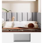 Duvar Dolgusu, 3D Açık Gri Çarpışma Önleyici Duvar Dolgusu - 150x50 cm Yatak Odası ve Dinlenme Odası için Kendinden Yapışkanlı Dekoratif Paneller, 3 cm Kalın Başlık/Duvar Çıkartmaları
