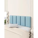 Duvar Dolgusu, 5'li Paket Duvar Dolgusu, 40x20 cm Kendinden Yapışkanlı Pamuk Keten Yastıklar, Yatak Odası ve Otel Dekoru için Aşınmaya Dayanıklı Yatak Başlığı Koruyucuları (Mavi)