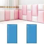 Duvar Dolgusu, Çocuk Duvar Pedi - Paneller Dolgulu Başlık Çıkartmaları, 2'li Paket 3D Yatak Odası Duvar Çıkartmaları, Mavi Koyu Gri, 30 x 60 cm, Köpük