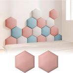Duvar dolgusu, çocuklar için 3D altıgen duvar dolgusu, 2 kendinden yapışkanlı döşeme paneli, çarpışma önleyici başlık dekorasyonu, yatak odası, çocuk odası, bebek odası için (koyu pembe, 20 x 23 cm)
