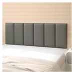 Duvar Dolgusu, Döşemeli Deri Yapışkanlı Başlık Panelleri - Yatak Odası Dekorasyonu için Modern 3D Duvar Çarpışma Önleyici Dolgu (Koyu Gri, 180 x 40 cm)