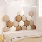 Duvar Dolgusu, Kendinden Yapışkanlı Altıgen Dolgulu Duvar Panelleri - Yatak Odası Yatak Odası Başlığı Dekoru için 3CM Kalın Çarpışma Önleyici Duvar Dolgusu, 200x115 cm Yumuşak Çanta Duvar Sanatı