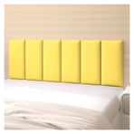 Duvar Dolgusu, Kendinden Yapışkanlı Suni Deri Yatak Başlığı Panelleri - Modern Yatak Odası için Darbeye Dayanıklı 3D Duvar Pedi, Sarı, 150 x 50 cm - Kurulumu Kolay, De