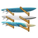 Duvar için Sörf Tahtası Rafları, Sörf Tahtası Raf Askısı Kısa Tahta, Skimboard ve Longboard Askısı veya Stand Olarak Çalışır (CJ-OT2202) (3 Katlı - Ahşap)