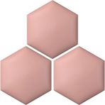 Duvar Koruması, Çocuklar için 3D Altıgen Duvar Koruması - Kendinden Yapışkanlı 3 Panel Döşemeli Set, Yatak Odası ve Oturma Odası için Çarpışma Önleyici Dekorasyon (Koyu Pembe, 25 x