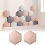 Duvar Koruyucu, 2 Panel Altıgen Açık Pembe Duvar Panelleri - Çocuk Odası ve Yatak Odası Dekorasyonu için Kendinden Yapışkanlı Çarpışma Önleyici Pedler, Yumuşak Başlık Vurgusu (2