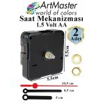 Duvar Saat Mekanizması 2 Adet 10 Mm Şaft Sessiz Saat Motoru Akrep Yelkovan Okul Deney Saat Yapım Seti