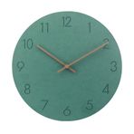 Duvar Saati - 12 İnç Sessiz Tik Takmayan Duvar Saati Pille Çalışır - Mutfak, Ev, Yatak Odası, Ofis için Modern Basit Stil Ahşap Dekoratif Saat (Yeşil)