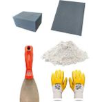 Duvar Tamir Seti 2 kg Sıva Alçısı,1 kg Saten Alçı,spatula,zımpara,sıva Süngeri,eldiven 6 Parça Set - 2KG