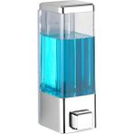 Duvar Tipi Manuel Sıvı Sabunluk Yapıştırmalı ve Vidalı Akıtmaz Sabun Dispenseri 350 ml V-1 - Gri - Gümüş