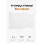 Duvar Tipi Projeksiyon Perdesi 100X150 cm Yüksek Çözünürlük Etkili - 100 x 150 cm