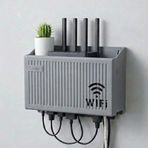 Duvar Tipi Wi-Fi Modem Saklama Kutusu(Gri) – Kablo Düzenleyici Router Raf Organizer (4604)