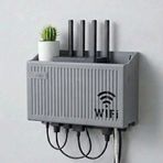 Duvar Tipi Wi-Fi Modem Saklama Kutusu(Gri) – Kablo Düzenleyici Router Raf Organizer (5365)