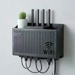 Duvar Tipi Wi-Fi Modem Saklama Kutusu(Siyah) – Kablo Düzenleyici Router Raf Organizer (2818)
