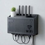 Duvar Tipi Wi-Fi Modem Saklama Kutusu(Siyah) - Kablo Düzenleyici Router Raf Organizer (5250)