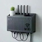 Duvar Tipi Wi-Fi Modem Saklama Kutusu(Siyah) – Kablo Düzenleyici Router Raf Organizer (5365)